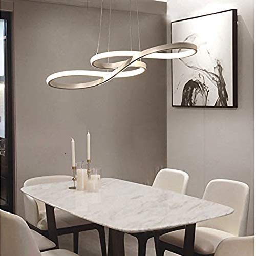 45 W Lámpara Colgante LED, Control Remoto Luz de Techo Iluminación Pendiente Araña con Altura y Brillo Ajustables, (3500-6500k) Lámpara de Techo Moderna para Restaurante, Salón, Comedor (Gold)