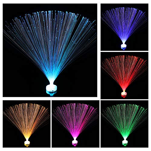 6 Piezas Lámpara de Fibra Óptica LED de Cambio de Color, 7 Colores Luz de Noche Lámpara Calmante para Decoración de Mesa Salones Dormitorios Regalos y Más