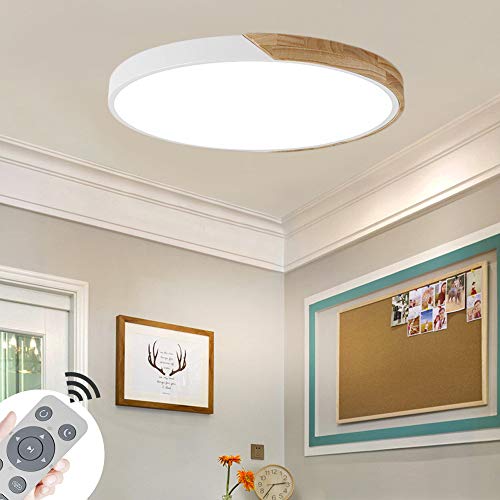 60W Lámpara de techo LED Regulable Plafon Techo Led Cuadrado Iluminación interior para Dormitorio Comedor Cocina Balcón Marco de Concha Blanco [Clase de eficiencia energética A++]