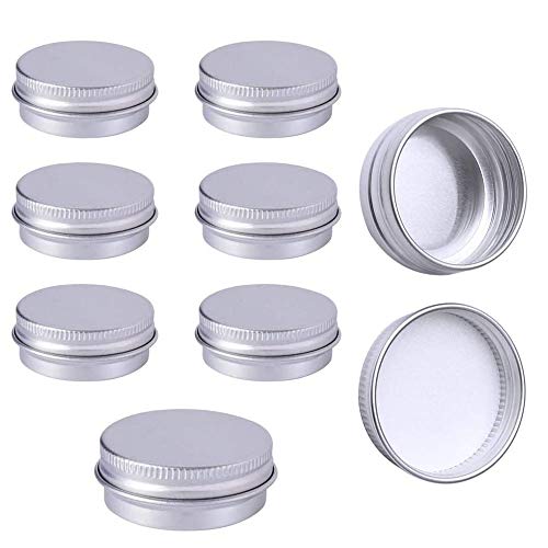 8 Piezas Latas de Aluminio Vacias, Tarros Cosmetica Vacios, Latas de Aluminio Redondas, Tapa con Tornillo, Ideal para Almacenar Especias, Dulces, te o Regalos(Plata)