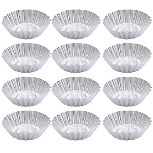 Angoily 100 Piezas Molde de Tarta de Huevo Molde de Muffin de Pastel de Aleación de Aluminio Tarta de Huevo Pastel de Magdalena Molde de Galleta Tazas para Hornear Mini Sartenes de Tarta