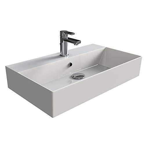 Aqua Bagno KS.70 - Lavabo de diseño (70 x 42 cm, cerámica), color blanco