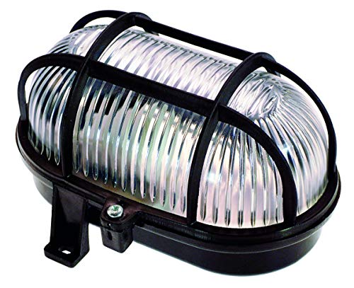 AS-Schwabe 56111 - Luz Oval (60 W, 230 V, para Bombillas con Casquillo E 27, IP 44, Uso en Exteriores), Color Negro