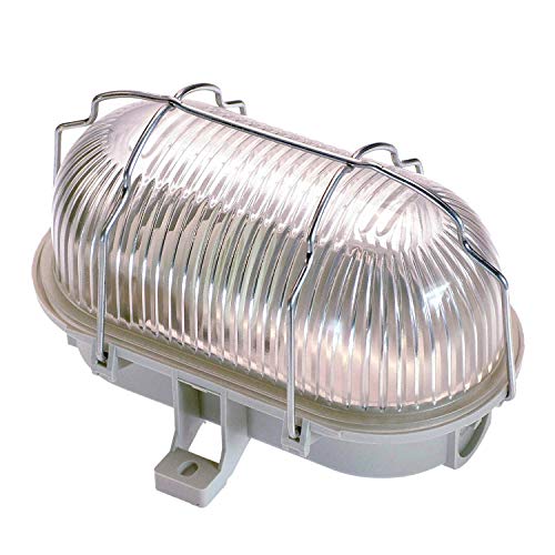AS-Schwabe 56200 - Lámpara Ovalada (60 W, 230 V, para Bombilla E27, no Incluye Bombilla, protección IP44), Color Gris