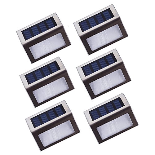 Asvert Lámpara de Pared Solar 6 pcs LED Apliques Solares para Exterior Impermeable IP44 de Material PC+ABS+Acero Inoxidable para Jardín Escalera