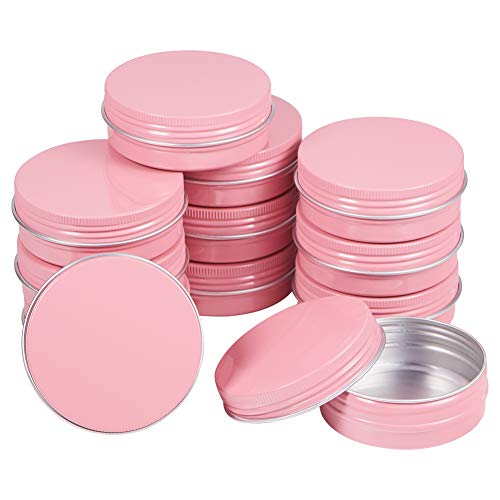 BENECREAT 20 Pack 60ml Lata Rosada de Aluminio Redondo Contenedor de Cosmético con Tapa de Rosca - Ideal para Almacenar Pequeñas Cosas