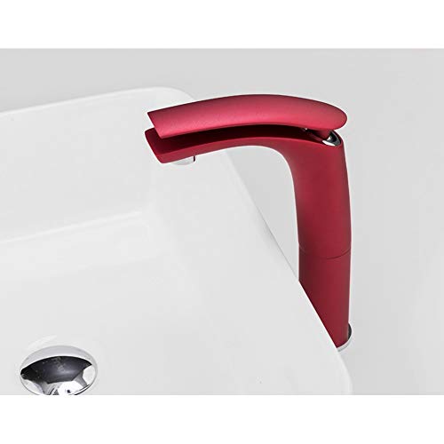 BFLOF Faucet Nuevo diseño Grifo de lavabo de baño Rojo Mezclador de agua fría y caliente Grifo de baño Grifo de una sola manija Grifos de lavabo de arte