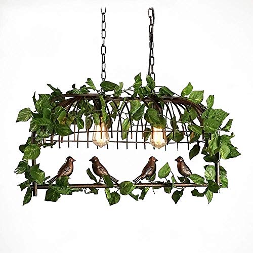 Bjclight Classic Chandelier Cage Retro Vintage, E27 Plafón con Metal Bird y Lámpara de Plástico con Motivos Florales para Sala de Estar-Negro 3 Light