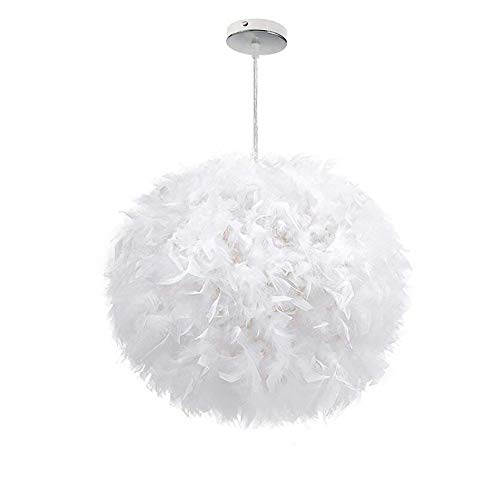 Blanco lámpara de techo de plumas Lámpara de Techo Pluma Colgante Iluminación E27 Lámparas Araña Diámetro 30cm con línea colgante 100cm