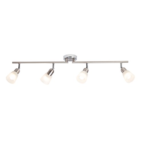 Brilliant G55232/77 Bethany - Lámpara de techo con 4 focos (incluye bombilla led E14 de 3 W, 250 lúmenes, 3000 K, metal y cromo), color gris hierro y cromado