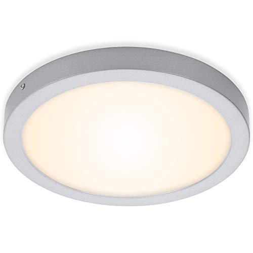 Briloner Leuchten Plafón LED, lámpara de Techo, 21 vatios, 2000 lúmenes, 3000 Kelvin, Redonda, Cromo Mate, 300 x 32 mm (Diámetro x Altura)