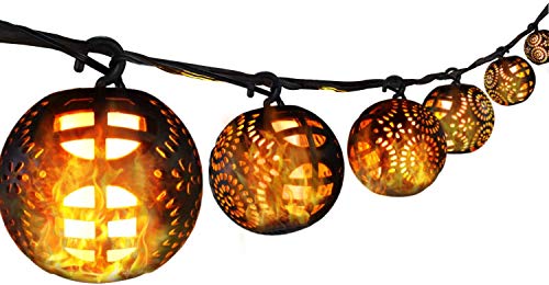 Cadena de Luces Exterior, 8 Bolas de Llama con 112 luces Led Pequeñas, IP44 Impermeable para Decoración de Dormitorio de Jardín de Fiesta de Boda Interior al Aire Libre