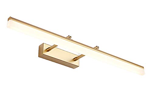 CHHD Aplique LED Dorado para Baño Espejo Rectangular Lámpara Espejo Telescópico Ajustable en Ángulo 180 en Acero Inoxidable y Acrílico IP44