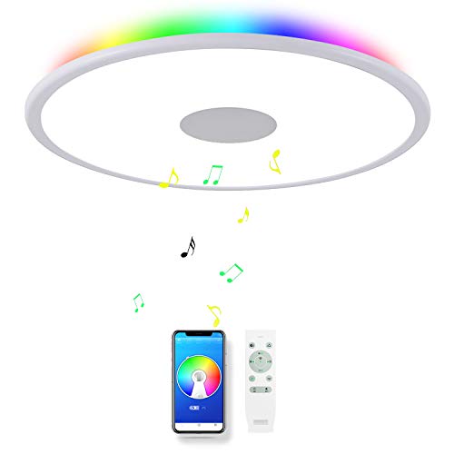 CHYSONGOODS（Versión mejorada）36W 50cm redonda Plafon LED Con Bluetooth Altavoz Y Mando Moderna Lampara De Techo De Musica Regulable De RGB Color Para Habitacion Baño Dormitorio Salon