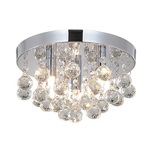 Clobiey Elegante Techo de Cristal de la lámpara de luz Colgante Lámparas de iluminación Hierro Metal Moderno Lámpara Colgante con Gotas de Cristal de Home Habitación Sala Baño Pasillo Pasillo