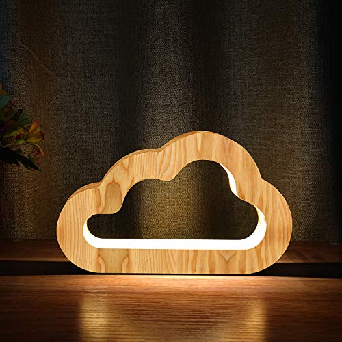 CooPark nube luz de noche, lámpara de madera, decoración del hogar, regalos, decoración navideña para niños