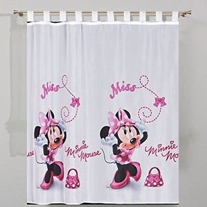 Cortina de gasa de Minnie Mousse Pink 150 cm ancho x 155 cm profundidad.