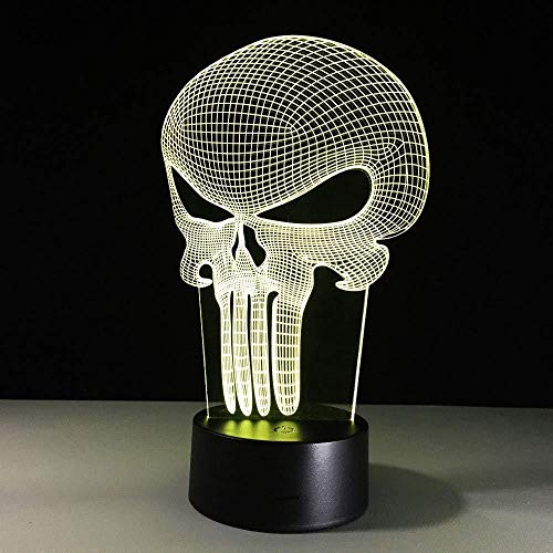 Cráneo 3D Visual LED Mesa Noche Cambio de color Lámpara de mesa Placa de metacrilato lampara Deco Luces de noche Lámpara LED 3D Lámpara LED 3D