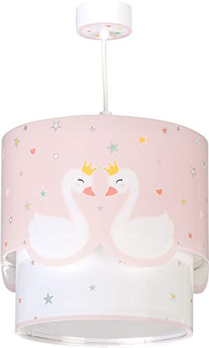 Dalber Sweet Love Lámpara Infantil de Techo Cisnes, 60 W, Rosa