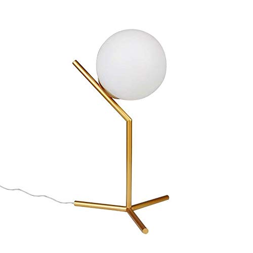 Dellemade Lámpara de mesa moderna con bola de cristal, color dorado