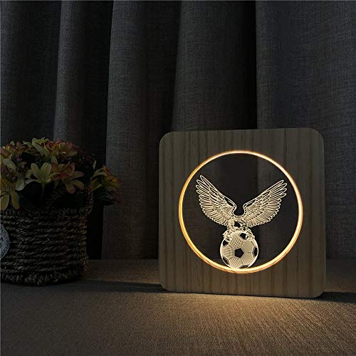 Diseño de águila de fútbol Luz de Noche de Madera Lámpara de Mesa Luz de Control Control de Talla Control de Amistad Entrega de Regalos