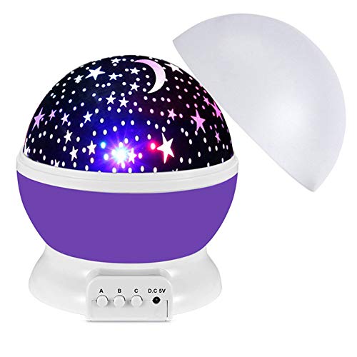 Docooler Proyector de luz nocturna de estrellas para niños, lámpara de proyección giratoria de 360 grados lámpara de escritorio LED que cambia de colores con cable USB, Para niños, cumpleaños, Navidad