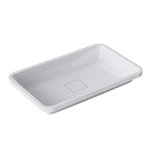 doporro lavabo empotrado/encastrado de mármol fundido Colossum104 blanco de 53 cm de ancho, con tapa de desagüe