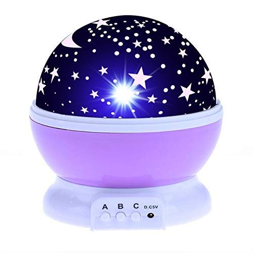 DSDD Regalos de luz Nocturna para niños Estrella giratoria Cielo Estrellado Proyector de luz Nocturna LED Lámpara de Luna Batería Energía USB Lámpara de Escritorio para Dormitorio Lámpara de proy