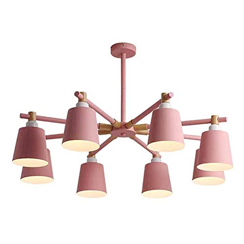 E27 Nórdico Sputnik Candelabro,Moderno Lujo Metal Madera Lámparas Durante La Iluminación Accesorio Para Comedor Salón Dormitorio Luces De Techo-Polvo De Flor De Cerezo 8 Cabezas