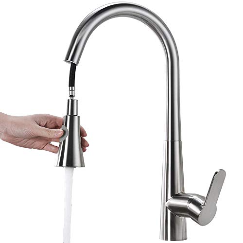 Easikc 360 grados de rotación completa de cobre grifos del fregadero de cocina con un sofá pulverizador giratorio de latón macizo grifo de lavabo monomando de un solo orificio monobloque mezclador del