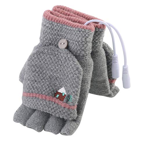 Eurobuy Guantes calefactados por USB, Guantes Unisex de Invierno para Mujeres y Hombres, Guantes cálidos de diseño Lavable, Manos Completas y Medias Guantes cálidos para computadora portátil