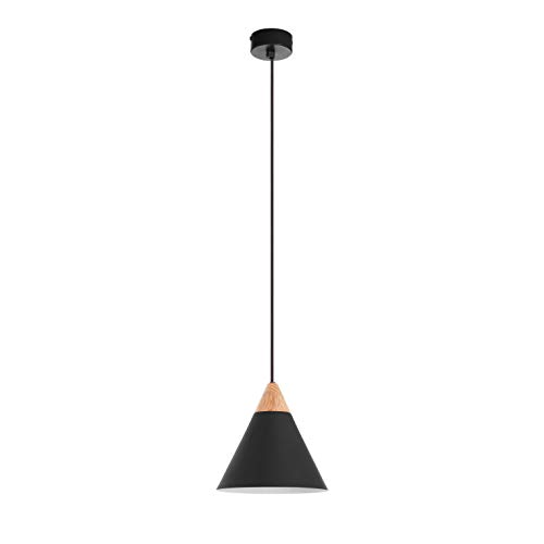 EXO Lighting - Lámpara de techo cónica ODA negro. Colgante ODA estilo moderno escandinavo E27 (Ø20) interior IP20 para sala comedor.