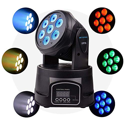 FEIGER Luz de Escenario LED Cabezal móvil Profesional DMX512 RGBW 7x8W 9 / 14CH Mini Cabezal móvil Profesional Iluminación 4 en 1 Efecto estroboscópico para DJ Disco P