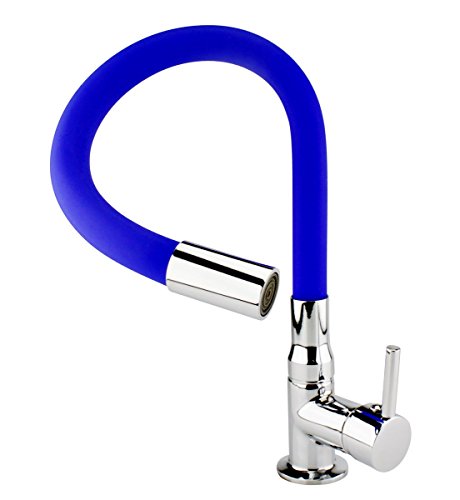 Flexible Grifería Cocina Fregadero Monomando mezclador de Agua Fría Salida flexible Baño Lavabo suelo Válvula de Pie Grifo color azul