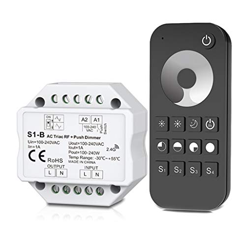 Gradador de triaco inalámbrico RF Hergon y control remoto 2,4 G interruptor de presión regulable para lámpara LED