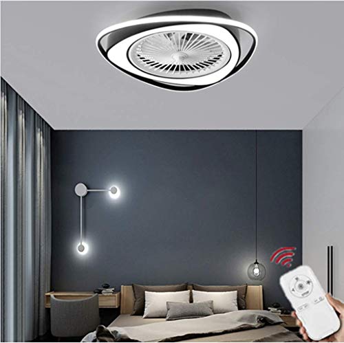 HGW Ventiladores de Techo con Lámpara Regulable Ventilador de Techo Silencioso con Mando a Distancia LED Lámpara de Techo 3 Velocidad del Viento Ajustable 58cm