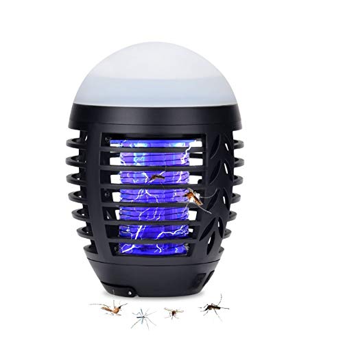 Hisome Lámpara Antimosquitos, Lámpara Camping Antimosquitos, Lámpara de Asesino del Larvas Mosquito al Aire Libre Portátil 2 en 1 Noche Lámpara LED Zapper Mosquito Recargable Impermeable para Acampar