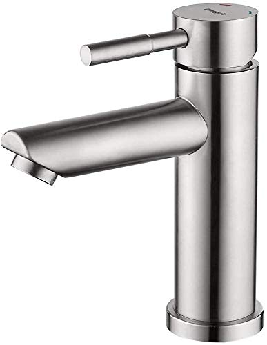 Ibergrif M11103 Mundo, Grifo Acero Inoxidable, Mezclador Monomando para Lavabo, Níquel Pulido, Gris