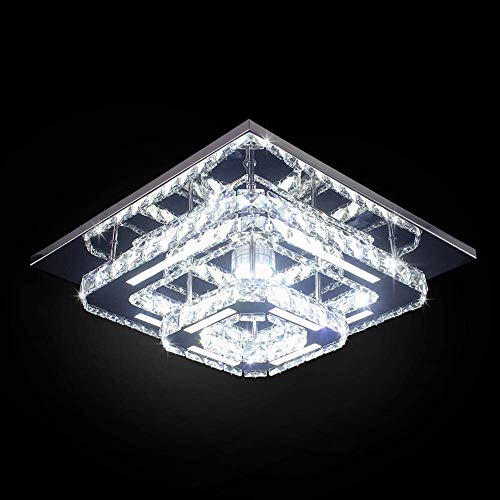 Iluminación de Cristal de Araña LED, Lámpara de Techo de Cristal Semi Empotrada Moderna para Pasillos Comedores Pasillo (30cm Doble capa)