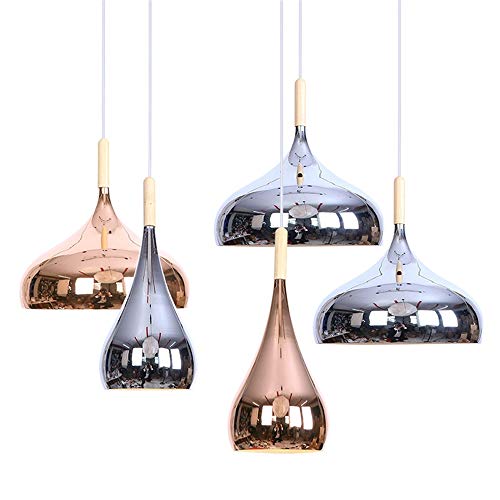 Iluminación Luz De Techo Lámpara Colgante Aluminio Chapado Oro Rosa Cromo Metal Techo Luces Colgantes Italiano Cromo Rojo Cobre Espejo, Oro Rosa Diámetro 16Cm