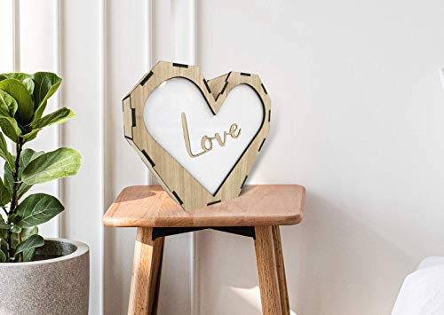 KARIVOO Lampara corazón love personalizado artesanal de madera con luz led RGB de colores con mando a distancia y app móvil