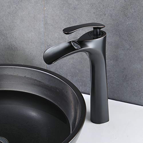 Kelelife Grifo Lavabo Negro Grifos Cascada para Baño (Alto)