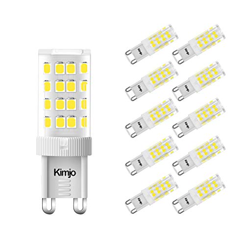 Kimjo Bombillas LED G9 5W Blanco Frío 6000K Sin parpadeo Equivale 40W Lampara Halógena, G9 LED 420LM 82Ra 230V 360°ángulo de haz No Regulable Paquete de 10