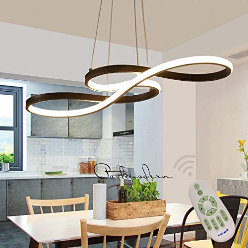 Lámpara Colgante LED Comedor Luz Pendiente Oficina Iluminación De Suspensión Regulable con Mando Distancia, Diseño Música Lámpara De Techo Salon Estudio Araña Altura Ajustable L75*W32cm (Negro)