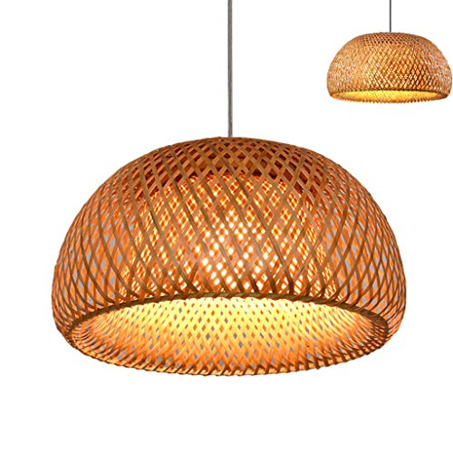 Lámpara Colgante Tejida Vintage Lámpara De Mimbre De Bambú Natural Lámpara Hecha A Mano De Jardín Creativo Lámpara Luces Colgantes Ajustables En Altura Salón De Té Dormitorio Sala De Estar Café,30cm