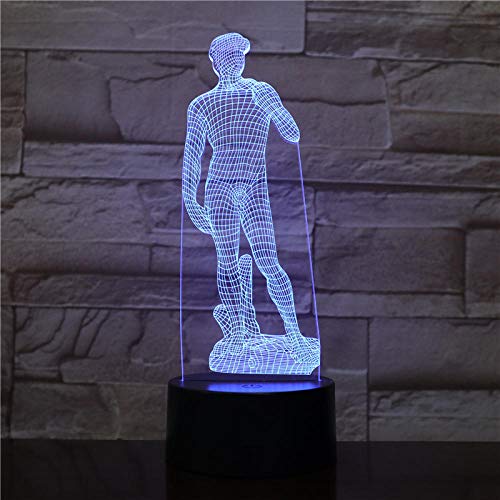 Lámpara De Ilusión 3D Luz De Noche Led Figura De Escultura De Miguel Ángel David Sensor Táctil Decorativo Niño Niño Lámpara De Mesa De Escultura De David