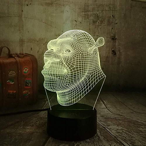 Lámpara de ilusión de luz nocturna 3D Nueva lámpara Shrek Led Visual Led S para niños Touch USB Table Lampara As Además Lampe Baby Sleeping