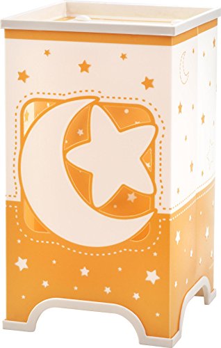 Lámpara de mesa Dalber 63230J con luna y estrellas, de plástico, color naranja, 12,5 x 12,5 x 21,5 cm