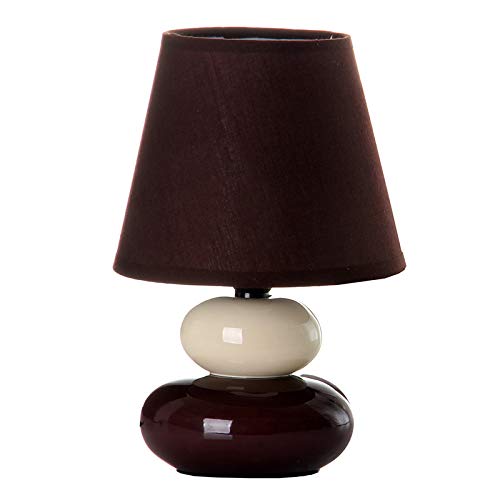 Lámpara de mesita de noche moderna de cerámica marrón de 15x22 cm.
