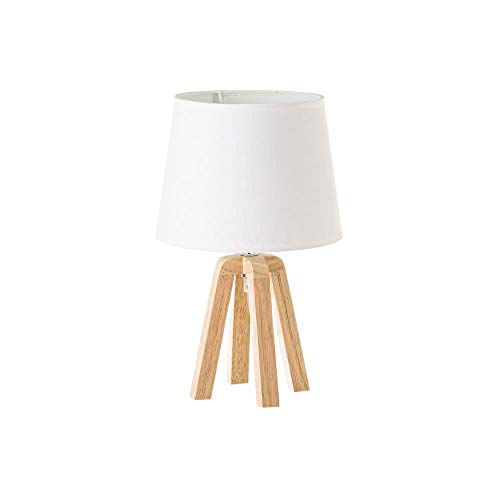 Lámpara de mesita de noche nórdica de madera de roble beige de 34x21x21 cm